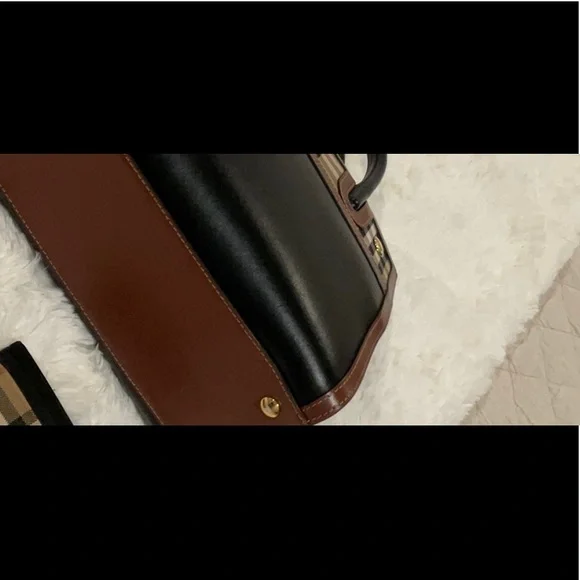 Burberry Black & Brown Plaid Tote Bag - Picture 8 of 8